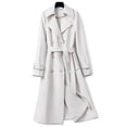 thumbnail image 4 of Jwl-gabardina para Mujer otoño nuevo liso doble botonadura manga larga cortavientos Mujer prendas de vestir exteriores elegante Gabardina Mujer 4xl, 4 of 5