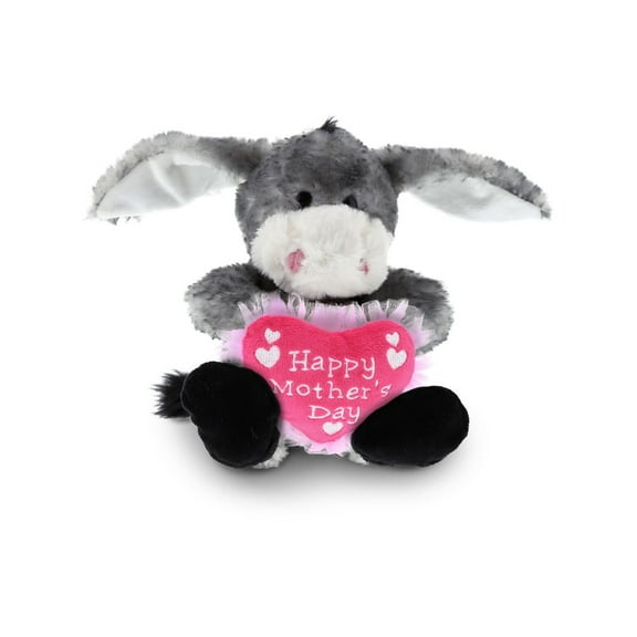 Dollibu Happy Mother's Day Stuffed Animal, Heart Message for best Mommy, Grandma, Wife, Step Mom, Mama - Cute Soft Adorable Sentiment Plush Teddy Bear - Surprise Present Gift Arrangement - Donkey