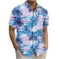 thumbnail image 2 of Handshe Men's Hawaiian Shirt Tops Vintage Short Sleeve Button Down Beach Shirt Male Tropical Floral Summer Pullover Party Holiday, 2 of 6