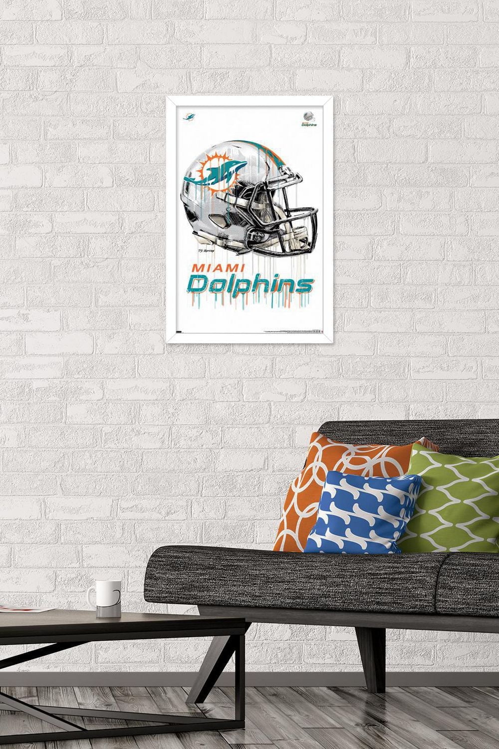 NFL Miami Dolphins - Drip Helmet 20 Wall Poster with Magnetic Frame, 22.375" x 34"