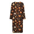 thumbnail image 6 of FOR U DESIGNS Pumpkin Maple Leaf Print House Dresses for Women, Breathable Long Sleeve Night Shirts Soft House Dress with Pockets, Duster Lounger Robe Fall Home Decor with Zipper, 3XL, 6 of 8