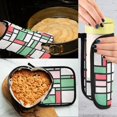 thumbnail image 5 of Yayeee Oven Mitts and Pot Holder Set of 2 Heat Resistant Kitchen Gloves Baking Hot Pad, Red Abstract Geometric, 5 of 5