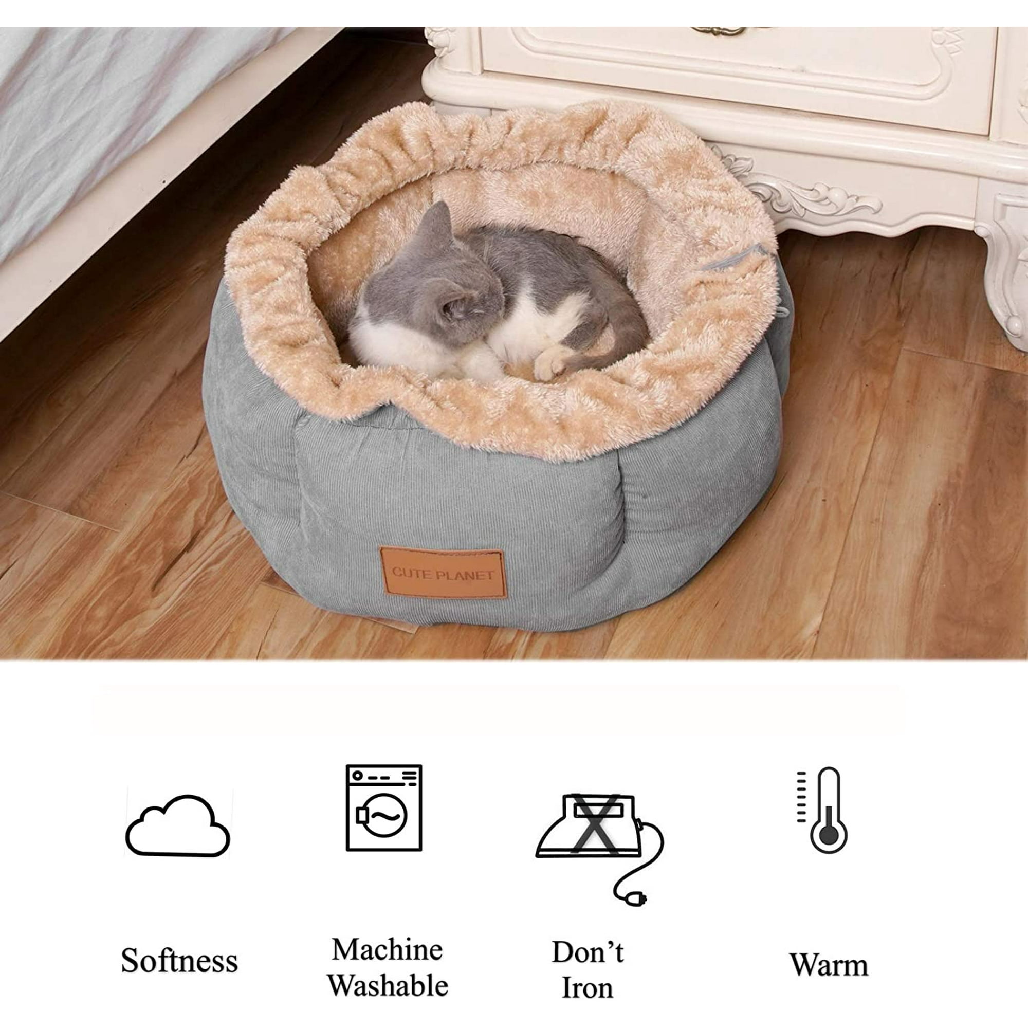 IGUOHAO Contractile Drawstring Cat Bed for Indoor Cats or Small Dogs Machine Washable Pet Supplies Anti Slip Durable Kitten Puppy Beds