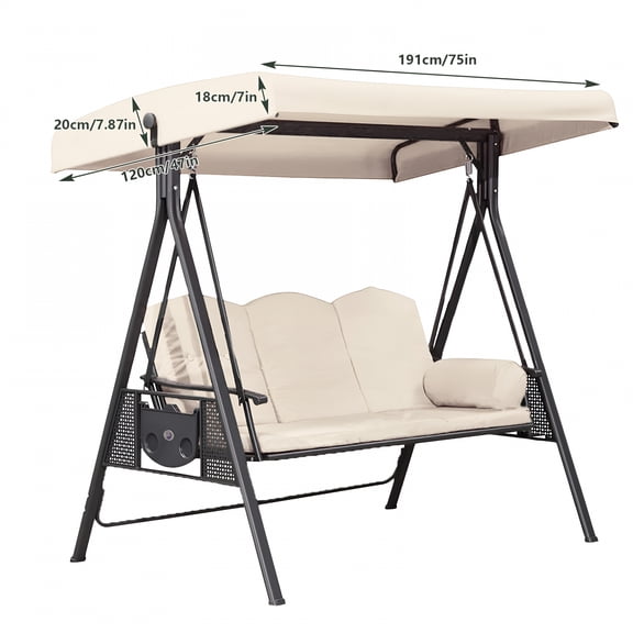 MISSMILE Universal 3-Seater Swing Canopy Replacement Cover - Waterproof 75"X48" Patio Swing Top Cover - Uv-Resistant Shade for Outdoor Garden,Porch & Hammock Swings