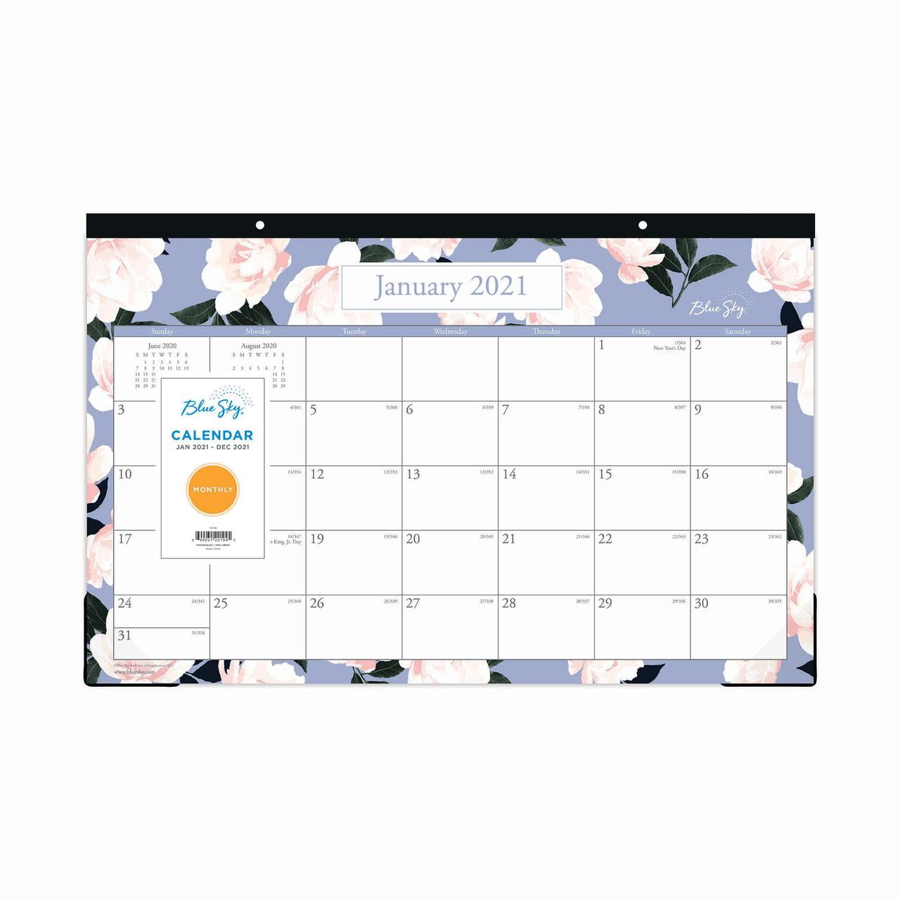 Blue Sky 2021 Monthly Desk Pad Calendar, Trim Tape Binding, TwoHole