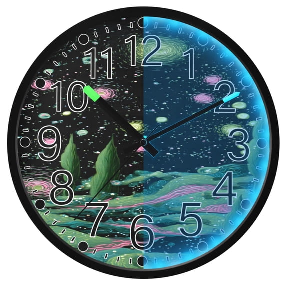 Ryvnso Swirl Night 12 Inch Night Light Wall Clock Silent Battery Operated Luminous Clocks