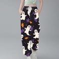thumbnail image 2 of Unisex Kids Halloween Print Wide Leg Sweatpants Girl's Baggy Straight Loose Sweat Pants High Waist Causal Kids Athletic Pants with Pockets Multicolor B 9-10 Years, 2 of 5