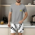 thumbnail image 4 of SYMOID Mens Cotton Polyester Short Sleeve Short Leg Matching Pajama Sets with Letter Print for Spring/Summer Casual Wear,Gray,Size L, 4 of 6