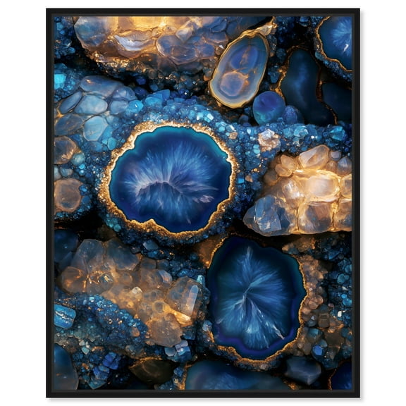 Oceanic Gold Sparkle Canvas Geodes Wall Decor by Art Remedy, Black Frame, 16 x 20
