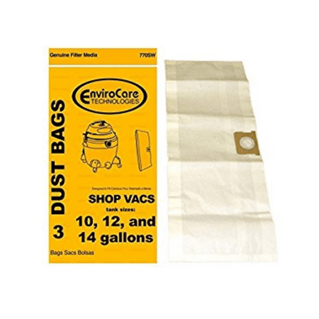 Shop Vacuum Vac Cleaner Dust Bags 10, 12, 14 Gallon Type 9066200, 770SW, 9066200 [2 Loose