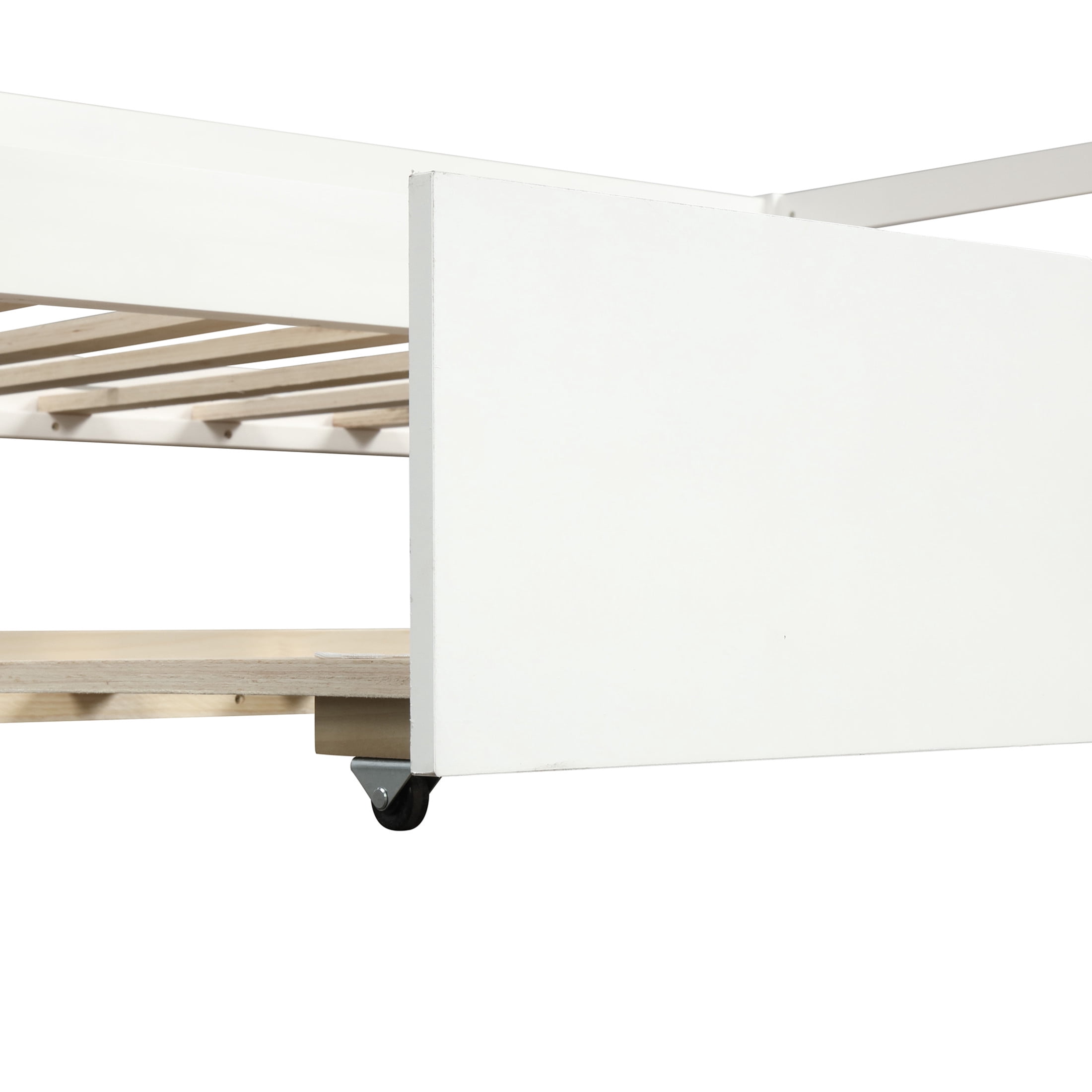 Noble House Twin Daybed with Hidden Rolling Trundle, Pine Wood Frame, Minimal Space Saving Design, White