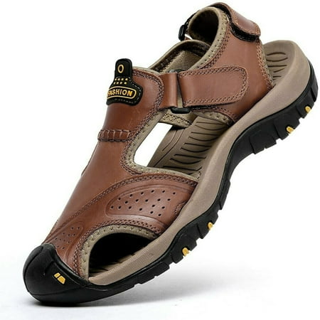 

TANGON Outdoor Men s Leather Non-slip Anti-kick And Anti-collision Beach Sandals