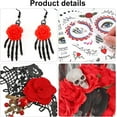 thumbnail image 2 of HOWAF Halloween Day of the Dead Headband Veil Rose Floral Crown Mexican Headband Halloween Face Tattoos Day of The Dead Tattoo Halloween Lace Necklace Bracelet Earrings for Women Halloween Costume, 2 of 7