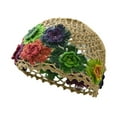 thumbnail image 3 of Milageto Flower Crochet Casual Hollow Skull Cap for Party Outdoor Shopping Khaki, 3 of 8