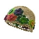 thumbnail image 3 of Gorro de crochet con flores, elegante gorro floral para viajes, citas, ropa de calle, playa y viajes. Caqui, 3 of 9