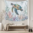 thumbnail image 5 of Sea Turtle Coastal Small Tapestry for Bedroom Wall Hanging Tapestry, Summer Beach Coral Ocean Seaweed Ceiling Backdrop Tapestries Poster Blanket Wall Decor for Teens Room Living Room Dorm 23" x 28", 5 of 8