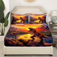 thumbnail image 3 of 3D Dinosaur Twin Sheet Set ,Dino Sheets Jungle Animal Bed Sheets Set,Pterosaur Dinosaurios Wild Animals Flat Fitted Sheet Sunset Oil Painting Room Decor, 3 of 5