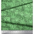 thumbnail image 3 of Soimoi Green Moss Georgette Fabric Human Face Print Fabric by the Yard 42 Inch Wide, 3 of 3