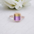 thumbnail image 2 of JEWELRYTREASURE 8x6 mm / 1.5 Ct Ametrine Engagement Ring Yellow Gold Plated Bridal Ring Bi Color Gemstone Jewelry Unique Chritsmas Day Gift for Her, 2 of 8