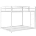 thumbnail image 3 of Kumix Bunk Bed Full over Full, Low Bunk Bed with Guardrails and Built-in Ladder, Metal Bunk Bed for Kids Teens, Floor Full Bunk Beds for Bedroom, Dom, Noise Free, White, 3 of 6