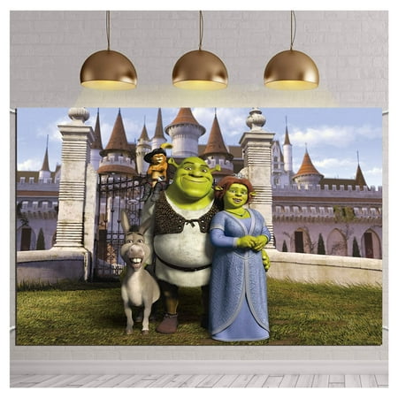 Image of Shrek Theme Photography Backdrop Castle Green Mons