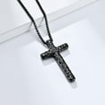 thumbnail image 2 of PAMTIER Unisex Stainless Steel Retro Punk Depressed Hammering Pattern Cross Pendant Amulet Crucifix Necklace Christian Jewelry Black 23.6" Chain, 2 of 5