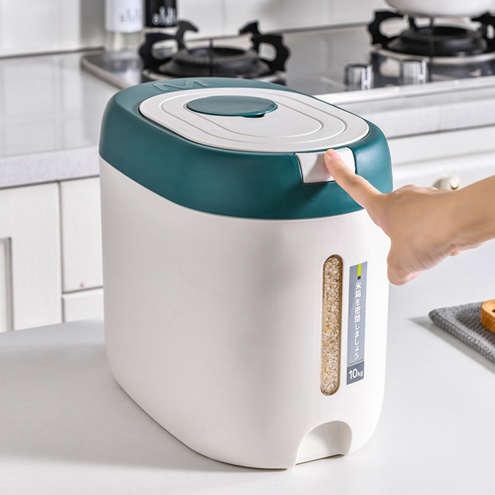 Conteneur Hermétique Stockage Riz 10L - Distributeur Céréales Avec Tasse Mesure