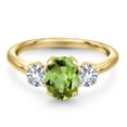 thumbnail image 3 of Gem Stone King 1.92 Ct Green Peridot White Created Sapphire 18K Yellow Gold Plated Silver Ring, 3 of 6