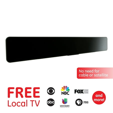 GE Indoor Amplified Digital HD TV Antenna, Long Range Amplifier Signal Booster, Black
