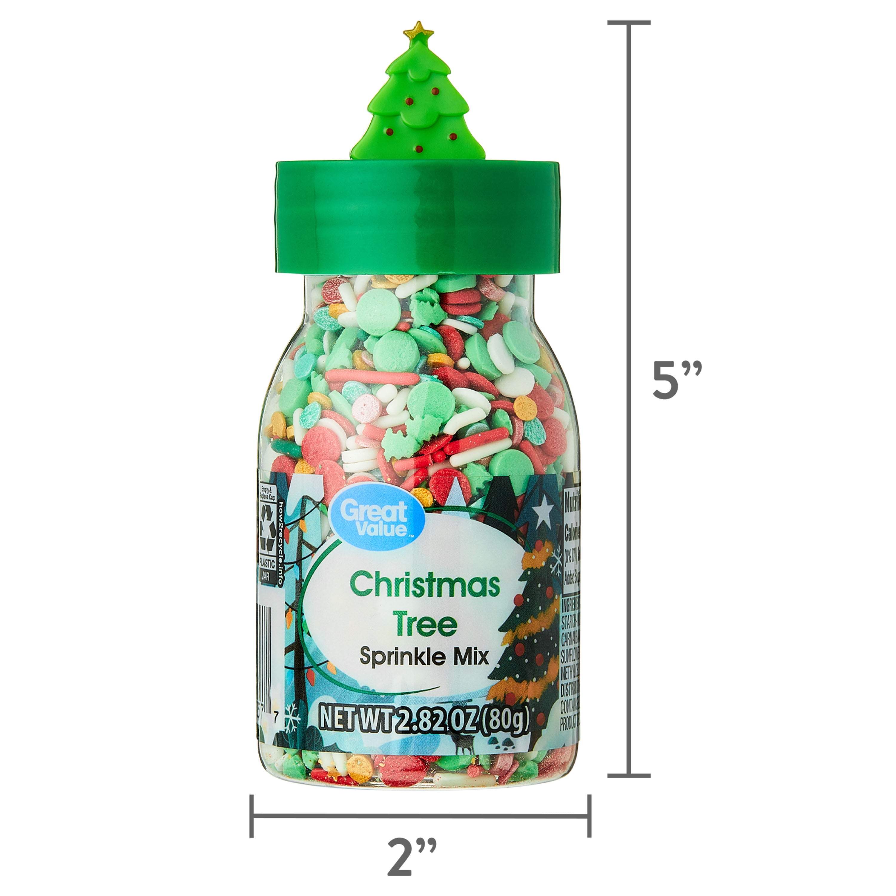 Great Value Christmas Tree Red & Green Dessert Sprinkles, 2.82 oz