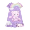 thumbnail image 4 of Cethrio Girls' Nightgowns Size 10-12, Loose Fit Puff Sleeve Fashion Summer Kids Sleep Dresses Sleepwear Multicolor Size 10, 4 of 8