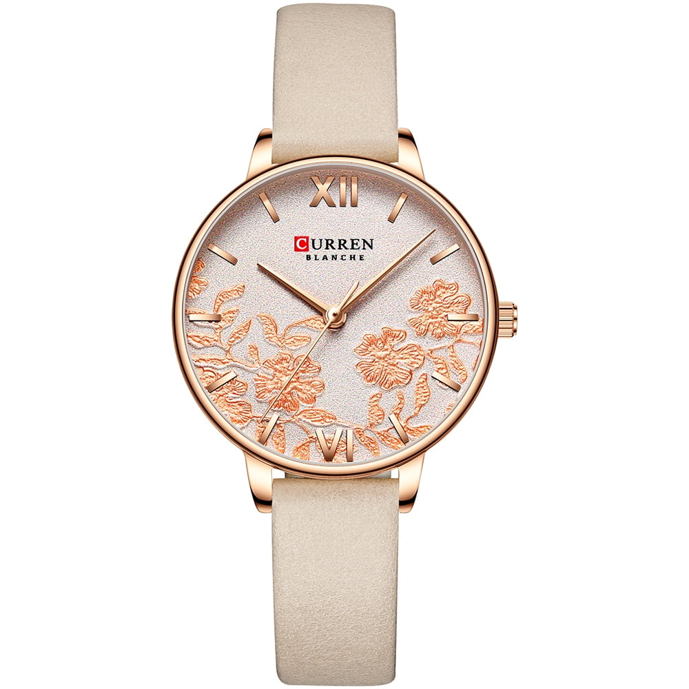 Curren Watches - CURREN 9065 Elegant Exquisite Casual Business Quartz Women  Watch Sakura Flower Embossed Simple Wrist Watch 3ATM Waterproof Wristwatch  for Ladies with Metal Mesh Strap Band - Walmart.com - Walmart.com