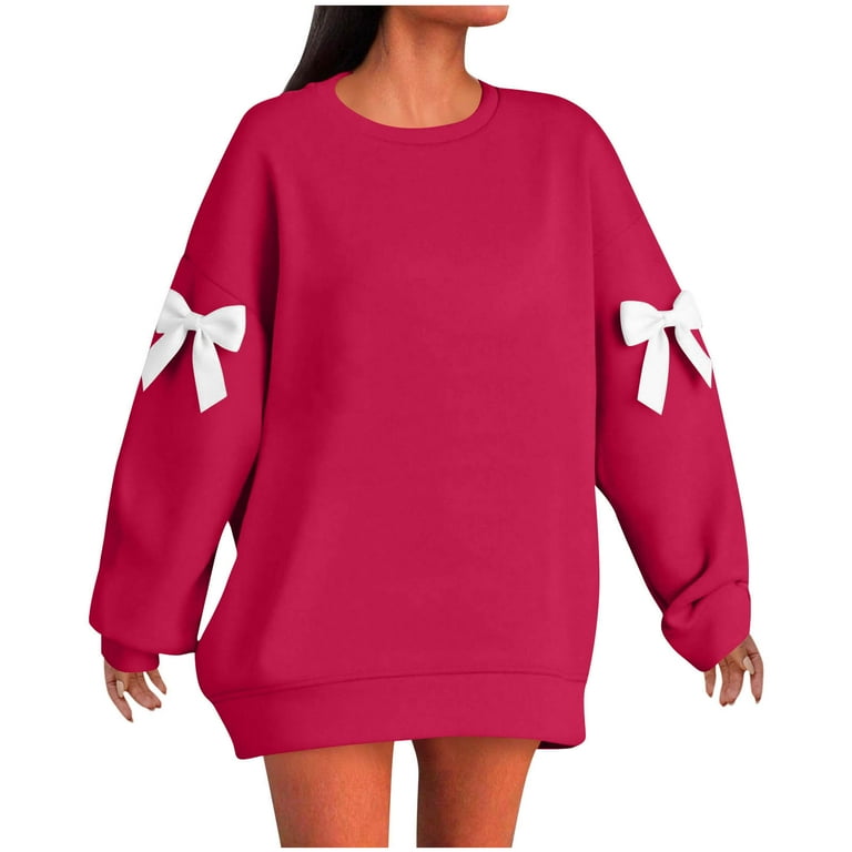 盛り沢山♡クリスマス JTZGDY Fashion Womens Christmas Sweatshirts Cute Xmas Bowknot