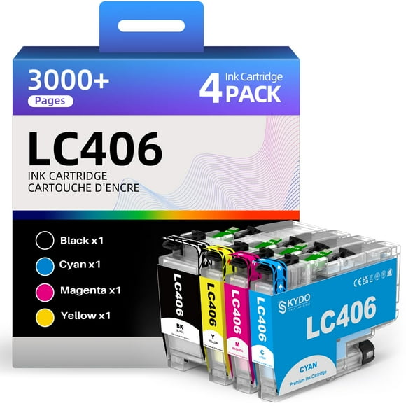 LC406 Ink Cartridges Compatible Replacement for LC406XL Ink Cartridges LC 406 XL Use with MFC-J4335DW XL MFC-J4535DW XL MFC-J5855DW MFC-J6555DW Inkvestment Tank All-in-One Printer