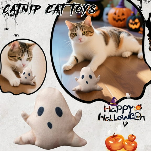 SugarBloom Halloween Catnip Plush Toys for Cats - Soft & Safe Interactive Cat Toys, Perfect for Indoor Play, Exercise & Boredom Relief,white