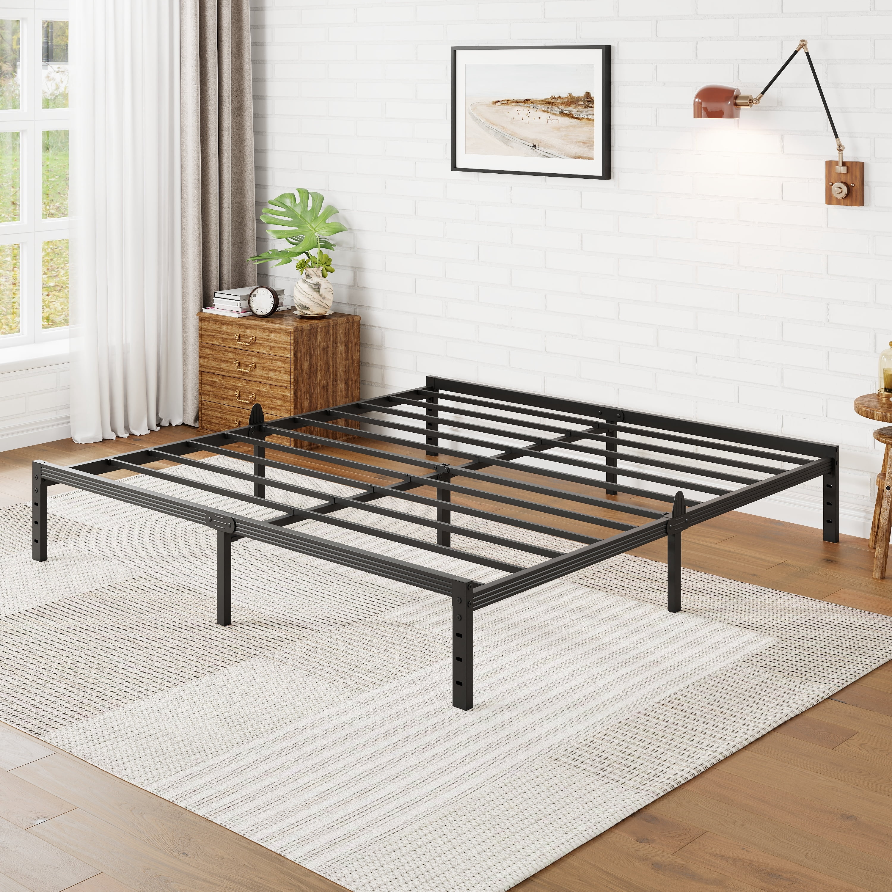 Auroral Zone 12 inch King Metal Platform Bed Frame, Heavy Duty Mattress Foundation, No Box Spring Required