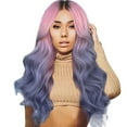 thumbnail image 2 of DOPI Human Hair Wigs For Women Black Color Natural Lace Hair Women Long Curly Straight Wavy Synthetic Full Hair Wig Pink Pu, 2 of 5