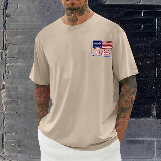 Tops para hombre, blusas y camisas de cuello redondo y manga corta para hombre, blusas casuales de moda con cuello redondo y estampado para hombre, blusas de poliéster para hombre.