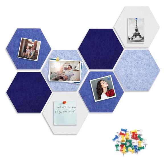 8 pack Felt Bulletin Board, Large Felt Board Tiles for Wall with 30 Push Pins, DIY Felt Pin Board for Office Classroom Decor - 12"