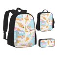 thumbnail image 2 of Naloa Icecream Truck Print Large Capacity Backpack Lunch Bag Pencil Case Combination 3 Piece Set for Student, 2 of 8