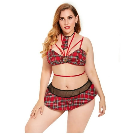 

Sexy Outfit for Women Womens Girl Sexy Plus Size Lingerie Plaid Tie Stitching Stylish Nightwear Lingerie for Ladies Lace Mesh Lingerie Sexy Sets
