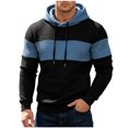 thumbnail image 2 of qafoshin Mens Color Block Hoodies Fashion Long Sleeve Hooded Sweatshirts Fall Winter Casual Loose Pullover Tops with Pocket, 2 of 4