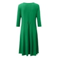 thumbnail image 4 of MSJUHEG Women'S Casual Dresses Green Dress Women'S Fashion Casual Solid Dress Round Neck Long Sleeve Mid Calf Swing Dress Womens Dresses Green 2Xl, 4 of 4