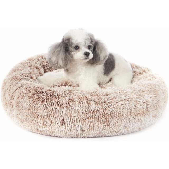 Calming Donut Dog Bed es Round Fluffy for Large Dogs Anxiety Plush Machine Washable ( Large)