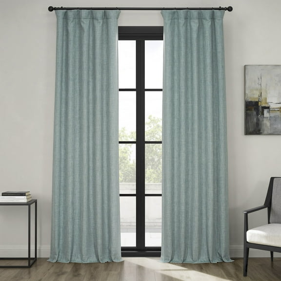 HPD Half Price Drapes Sea Thistle Faux Linen Room Darkening Curtains for Bedroom & Living Room Curtains (1 Panel), Door & Window Curtains 108 inches long, Rod Pocket Curtains, 50W X 108L