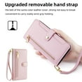 thumbnail image 6 of Zipper Wallet Case for iPhone 15 Pro, Crossbody Lanyard Shoulder Strap & Wrist Hand Strap Handbag Cover, Premium Leather 6 Card Slots Holder Kickstand Magnetic Flip Case, Pink, 6 of 8