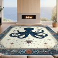 thumbnail image 2 of Design&I 4'x6' Washable Area Rug Ocean Door Octopus Vintage Nautical Marine Creature Decorations for Reading Nook, Bedroom, Pet Friendly & Non-Slip Built-In Grip, 2 of 7