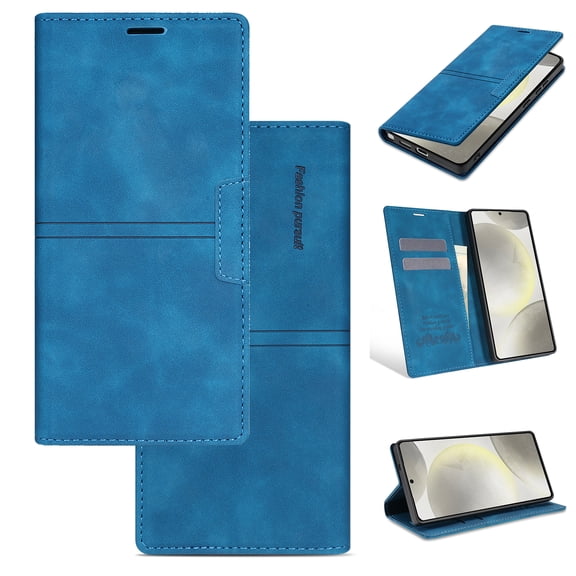 Premium Wallet Case For iPhone 16e/17e,Vintage PU Leather Flip Folio Cover with RFID Blocking Card Holder Slots & Viewing Stand, Magnetic Closure Full Body Protective Phone Case,Blue