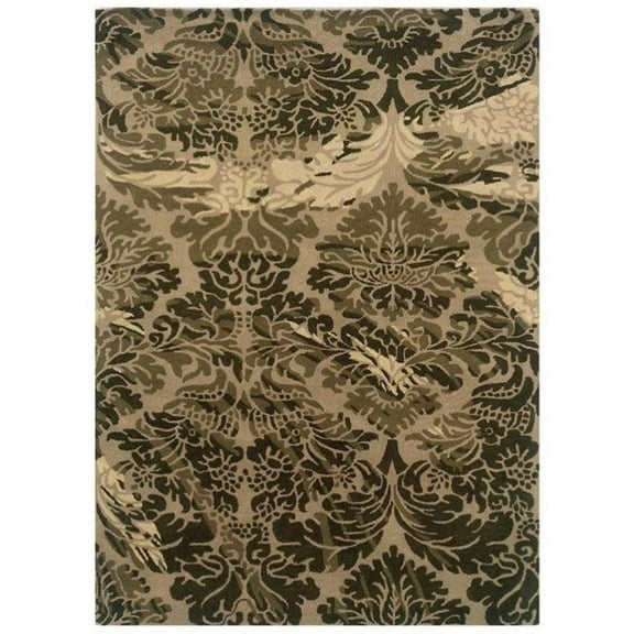 Riverbay Furniture 5' x 7' Hand Tufted Wool Rug in Olive and Taupe