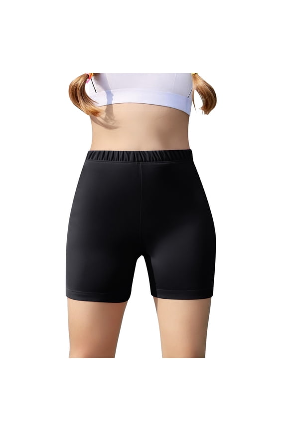 Girls Bike Shorts Stretch Elastic Waist Athletic Casual Yoga Dance Shorts Kids Workout Leggings, 5-14 Years